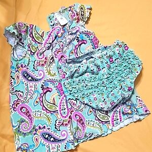Tutti Fruity paisley floral vera Bradley 9-12m bummies dress set Cotton